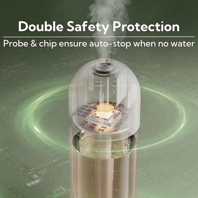 Portable Small Humidifier Dual Nozzle - Large Cool Mist Humidifiers Double Spray Ports, Water Shortage Protection, Ultra-Quiet, Mini Humidifier for Bedroom Plants Office Car Travel (P05) - Image 4