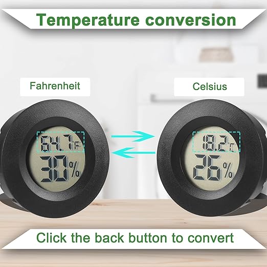 Reptile Thermometer and Humidity Gauge Digtal Terrarium Thermometer Circular Bearded Dragon Cage Accessories Reptile Temp and Humidity Gauge for Leopard Gecko Hermit Crab Gecko Lizard Etc 4pc - Image 3