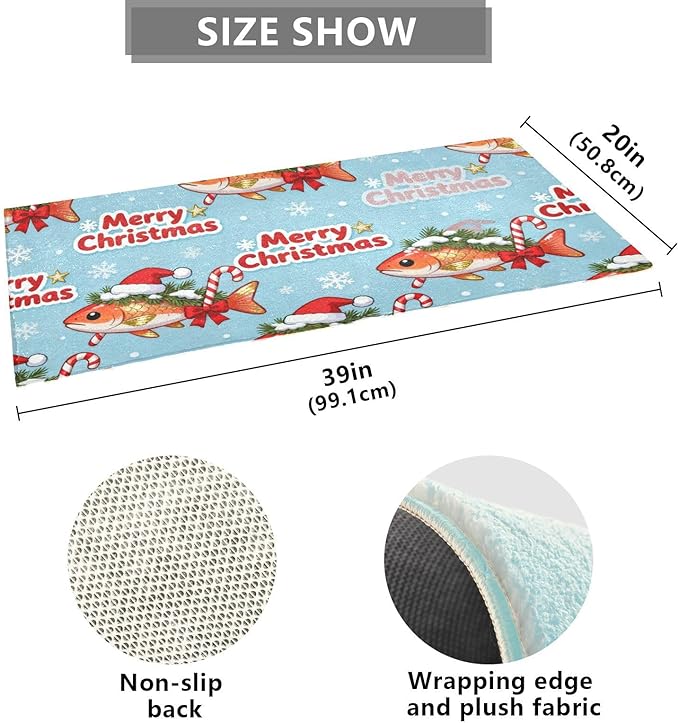 Merry Christmas Golden Salmon decorative mats for inside anti-mold bathroom rugs for entrance hall accessories 39x20in tapetes para ba?o - Image 3