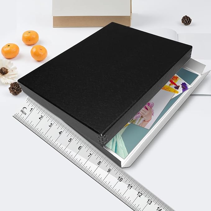 Lineco Museum Archival Storage Box, 9.75x12.75x1.5 in. Drop Front Design. Acid-Free with Metal Edge. Organize Photos, Pictures, Prints, Documents, Crafts, DIY. Black, 2 Pack - Image 4