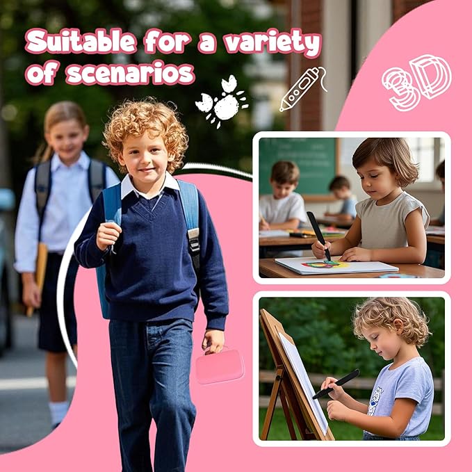 Case Compatible with 3Doodler Start+ Essentials for 3D Pen Set for Kids, Carrying Holder Fit for Printing Pens, Storage Organizer for Printing Filament Refill, Micro-USB Charger (3D-04B-Pink) - Image 7