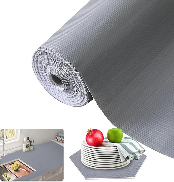 Beautysaid Shelf and Drawer Liner for Kitchen Cabinet, Non Adhesive Non Slip Shelf Paper Waterproof Washable Thickened for Dresser Pantry Shelve Bathroom Protector Liner(Gray,18 in x 10 FT) by Beautysaid