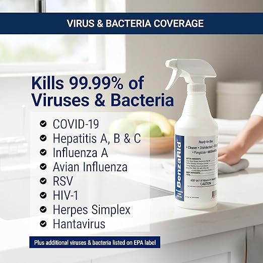 Hospital Disinfectant Sanitizer & Virucide | Kills 99.99% of COVID-19, Avian Flu H1N1,H1N2, H5N1, SARS, Bloodborne Pathogens, Staph, Bacteria & Mold | EPA Reg. | Child & Pet Safe 1 Gal - Image 4