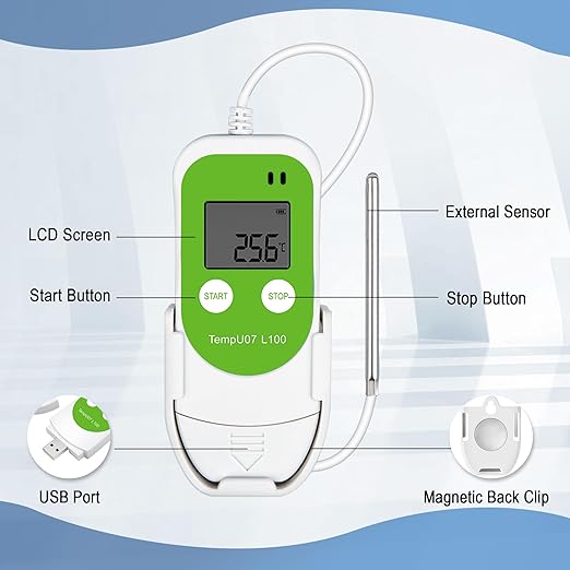 Tzone Low Temperature Data Logger USB Freezer Thermometer Recording with PT100 Sensor, Digital Temp Recorder with Probe for Lab, Refrigerator, Cold Chain Transportation, Warehouse - Image 7