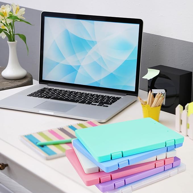 Zhanmai 6 Pcs A4 File Boxes Portable Project Case Plastic Scrapbook Paper Storage Box for 8.5 x 11 Letter Paper Colorful Document Storage Containers Magazines Holder for Home Office Supplies - Image 6