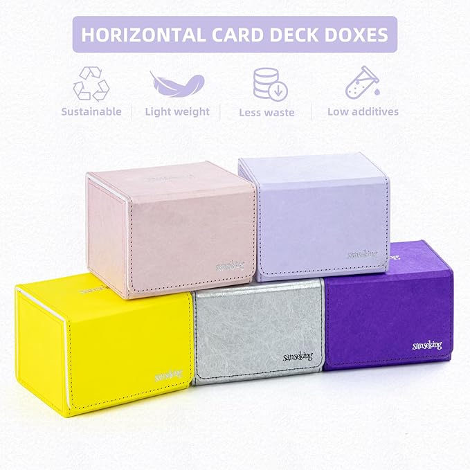 Magic Card Deck Box for MTG Single Deck Card Box fits 100+ TCG Sleeved Cards Tyvek® Paper Card Box Top Loading Card Boxes Magic Gift for MTG TCG CCG (Horizontal,Light Purple) - Image 6