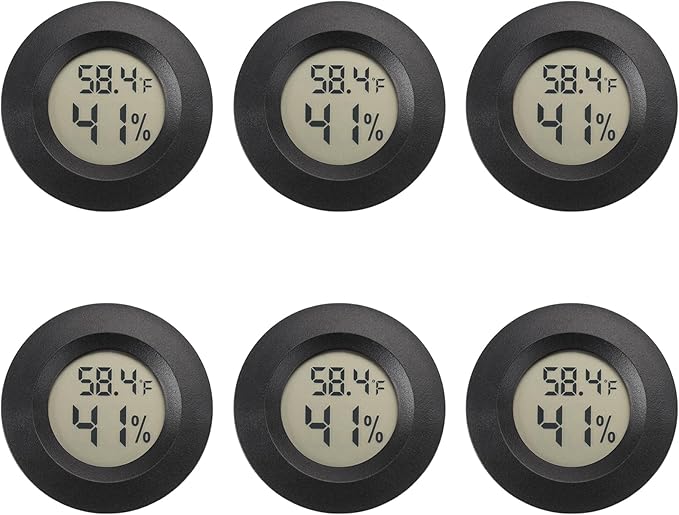 Mini Hygrometer Digital Thermometer Humidity Meter 6 Pack Hygrometer Thermometers Indoor/Outdoor Humidity Monitor Reptile Thermometer for Greenhouse Garden Cellar Fahrenheit(℉)/ Celsius(℃) by SerundoAuto