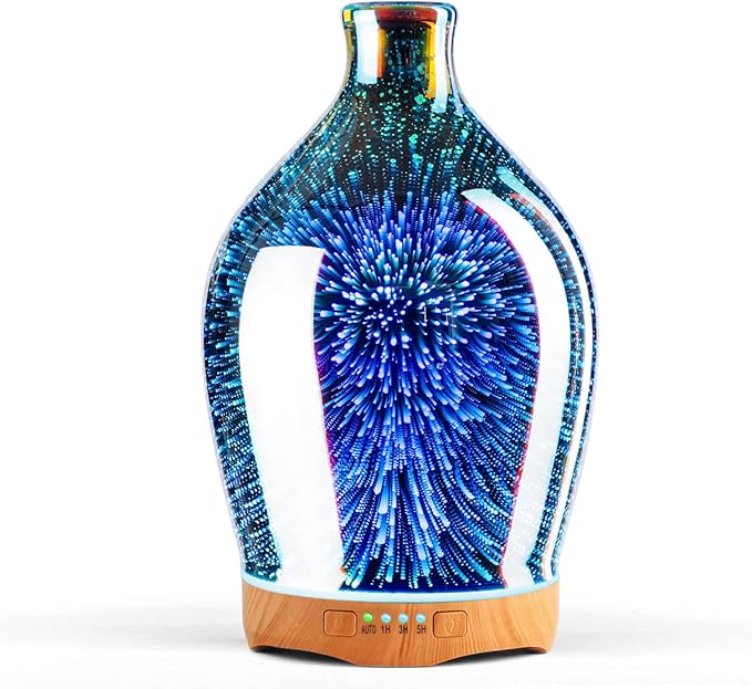 Porseme 280ml Essential Oil Diffuser 3D Glass Aromatherapy Ultrasonic Humidifier - Auto Shut-Off, Timer Setting, BPA Free for Home Hotel Yoga Leisure SPA Gift by Porseme
