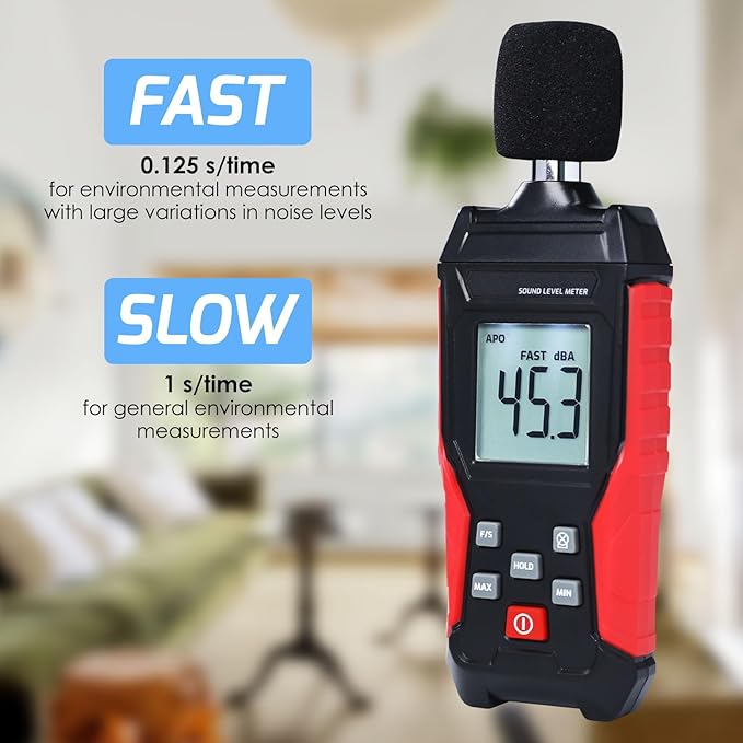 Noise Decibel Meter Portable Sound Level Meter SPL Meter 30 to 130dBA Range Sound Meter Noise Decibel Reader with Backlight LCD Displays Decibel MAX MIN Data Hold Alarm for Home, Office, Factory - Image 4