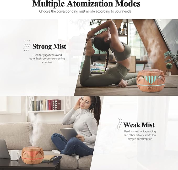 Humidifiers for Bedroom Large Room Home Baby Kids Whole House Hotel Office Desk Plant,500ml Cute Aromatherapy Portable Ultrasonic Cool Mist Humidifier with Essential Oil Diffuser Light Remote - Image 5