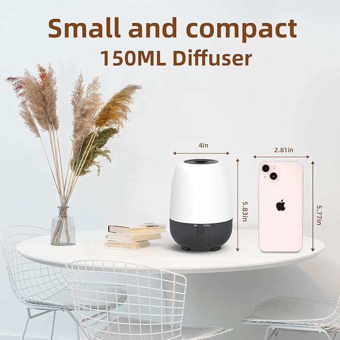 150ML Rechargeable Battery Operated Essential Oil Diffuser, Portable Cordless Aromatherapy Diffuser,7-Hour Runtime with 7 LED Color Changing Lights - Image 4