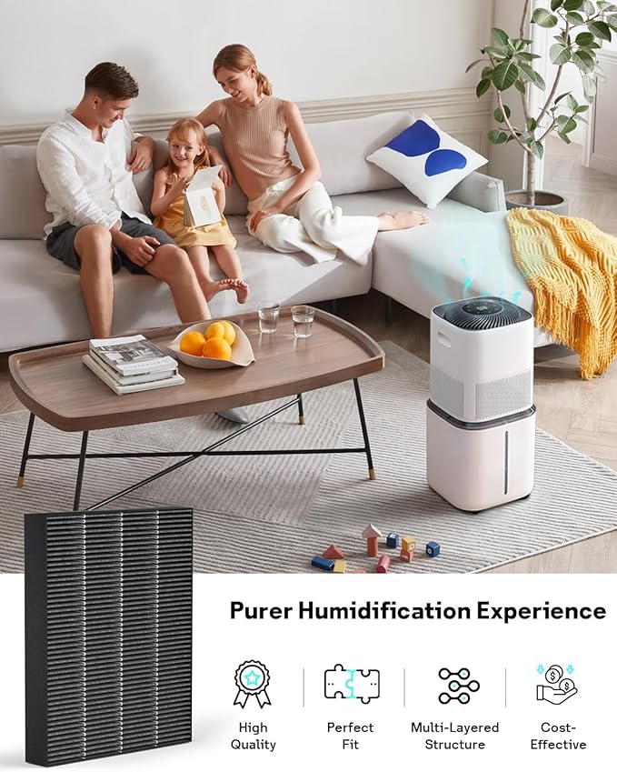 Leemone 8-Pack Replacement Filters for LEVOIT Superior 6000S Smart Evaporative Humidifier, Captures Large Particles & Minerals, Gray - Image 8