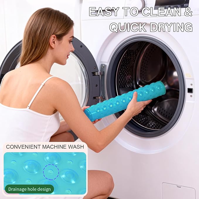 Anti-Slip Bathtub Shower mat, 20.8×20.8（Approximately 53×53cm） inch Soft Oversized Machine Washable Non-Slip Bathtub mat with Drainage Holes, Bathroom Floor Suction Cup.（1-Clear Green） - Image 6