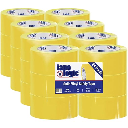 Aviditi Tape Logic Multipurpose Solid Vinyl Safety Tape, (Bulk Pack of 24) 2 Inch x 36 Yards, Yellow, Heavy-Duty 6 Mil Thick - Moisture/Grease Resistant, Floor Marking and Social Distancing by Aviditi