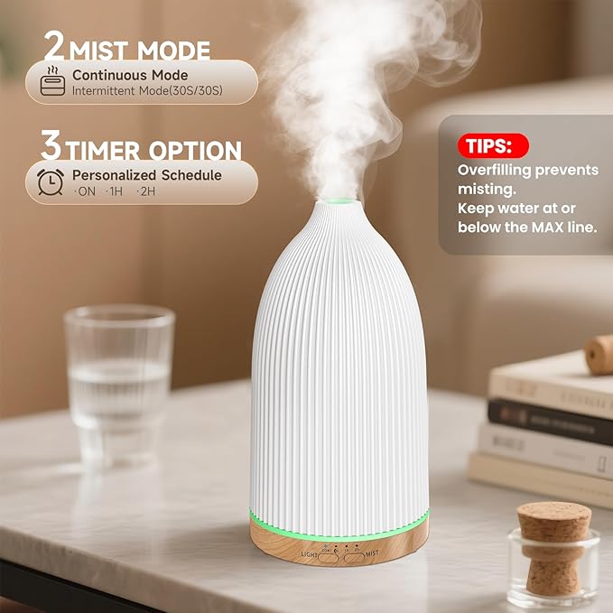 URPOWER 100ML Essential Oil Diffusers for Home with 7 LED Color Changing Lights, Timer & Auto-Off Ultrasonic Aromatherapy Diffuser Cool Mist Humidifer Scent Diffuser for Bedroom, Office, Yoga - Image 2