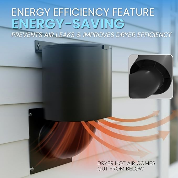 Dryer Vent Cover 4 inch (Black) with UV RESISTANT - Outdoor Dryer Vent Cover Natural Energy Saving, Dryer Vent Seal for Home Exterior - Image 3