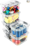 Plastic Storage Bins 7 Quart-Storage Organizer Bins with Grey Buckle Lids, Stackable Storage Bins with Lids for Home Office Kids Room Closet School Art Supplies Organization,6 Packs, Clear by EasyCozyHomey