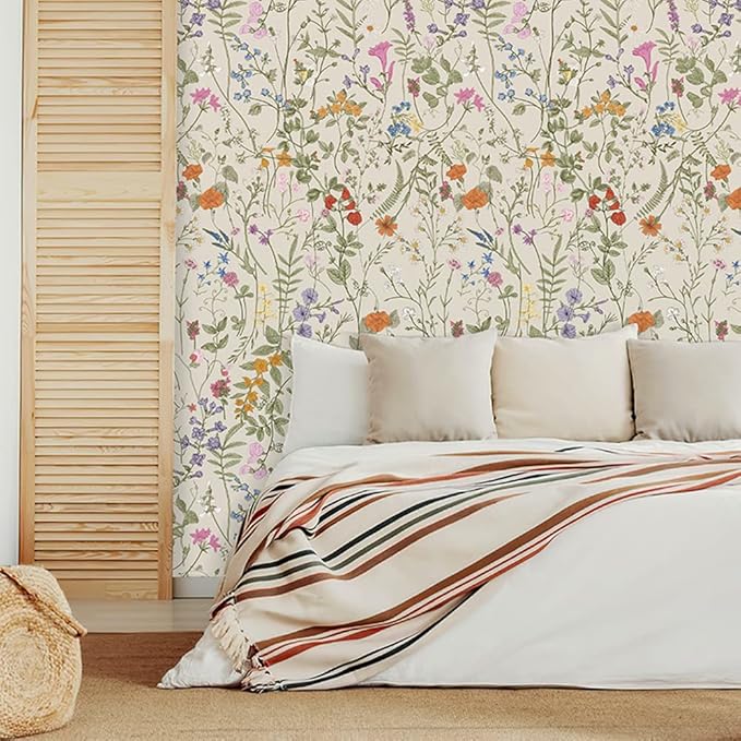 Self Adhesive Colorful Floral Drawer Liner Contact Paper Shelf Liner Decorative Peel and Stick Floral Wallpaper forWalls Furniture Cabinets Table Decal 17.7X117 Inches - Image 4