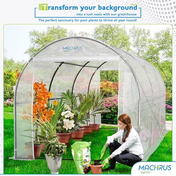 Machrus Ogrow Deluxe Walk-in Tunnel Greenhouse with White Cover - Image 6