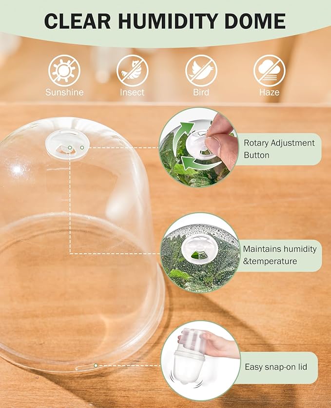 homenote Clear Nursery Pots for Plants,5 Inch Plant Pot for Planting with Humidity Domes Plastic Seedling with Drainage Holes Seed Starter Flower High Transparency (15 Pack) - Image 6