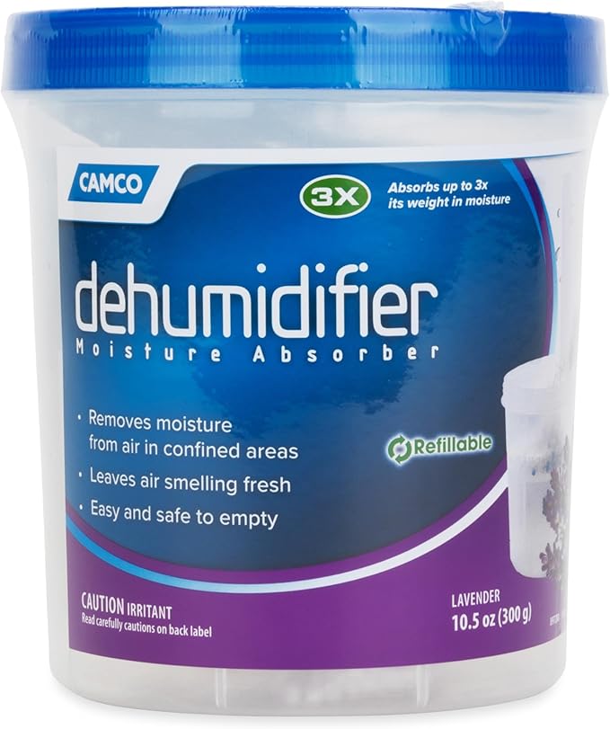 Camco Dehumidifier Moisture Absorber - Absorbs Up to 3x Its Weight in Water, Reduces Moisture and Humidity in Offices, Closets, Bathrooms, Kitchens, Boats, RVs and More – Refillable (44280) by Camco