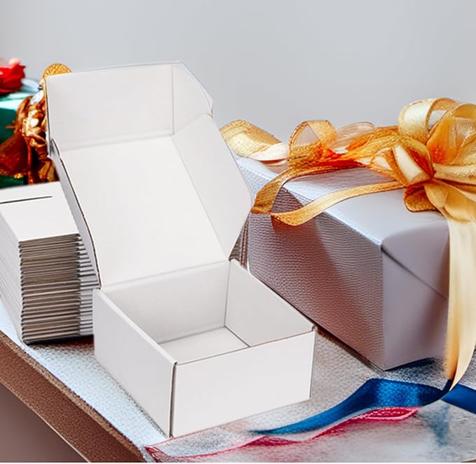 Small Shipping Boxes 8x8x4 Inch (25 Pack) - Sturdy White Corrugated Cardboard Boxes for Small Business, Ecommerce, Mailing & Packaging | Recyclable Gift & Storage Boxes - Image 4