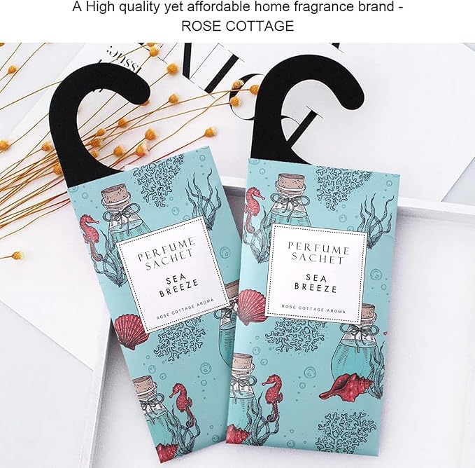 ROSE COTTAGE Large 12 Packs Sea Breeze Hanging Closet Deodorizer Air Freshener Long Lasting Scented Sachets Smell Goods for House - Image 8