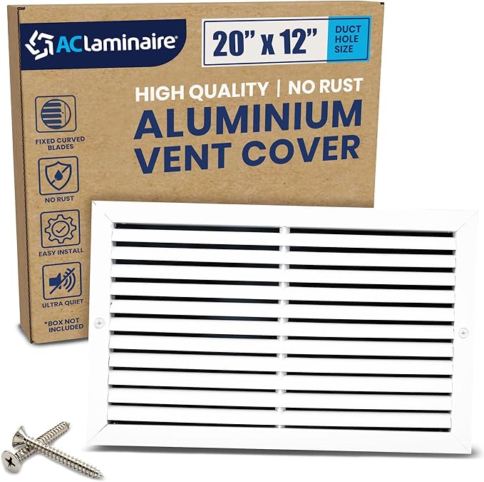 20x12 Inch (Duct Opening) Air Return Vent Cover Decorative – Premium Aluminum AC Vent Cover for Ceiling & Wall, Rustproof Grille, Ideal for Home HVAC Grille, Durable & Easy to Install by ACLAMINAIRE by LAMINAIRE