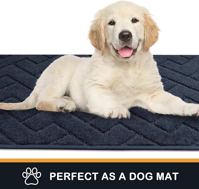 PURRUGS Dirt Trapping Door Mat 24" x 35.5", Non-Slip Machine Washable Entry Rug, Dog Doormat, Indoor Front Door Mat, Super Absorbent Entryway Rug for Muddy Shoes & Paws, Navy Blue - Image 6