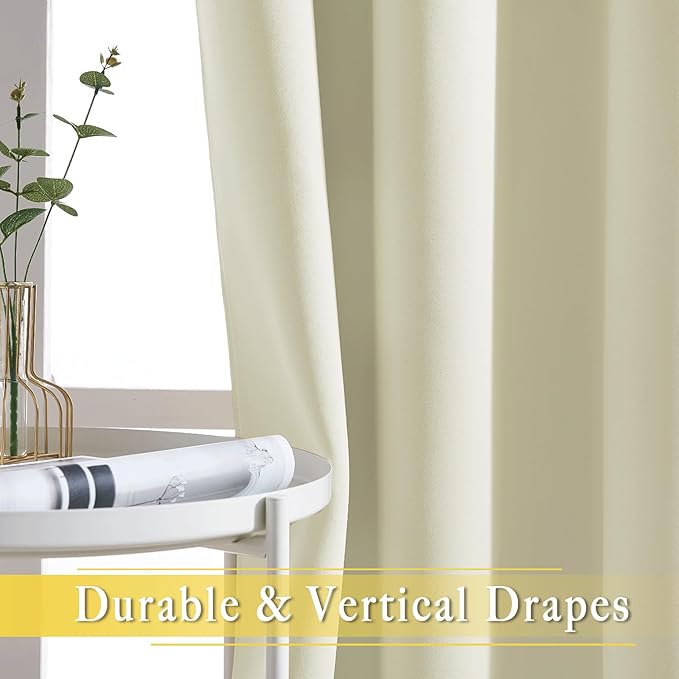 NICETOWN Room Darkening Beige Curtain 80 inch Length, Grommet Thermal Insulated Doorway Drape Blackout Curtain Sound Reducing for Bedroom/Living Room, 1 Panel, W46 X L80 - Image 6