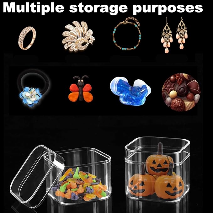 Small Acrylic Box Clear Display Box with Lid Jewelry Storage Organize Container Wedding Party Gift Boxes - Image 3