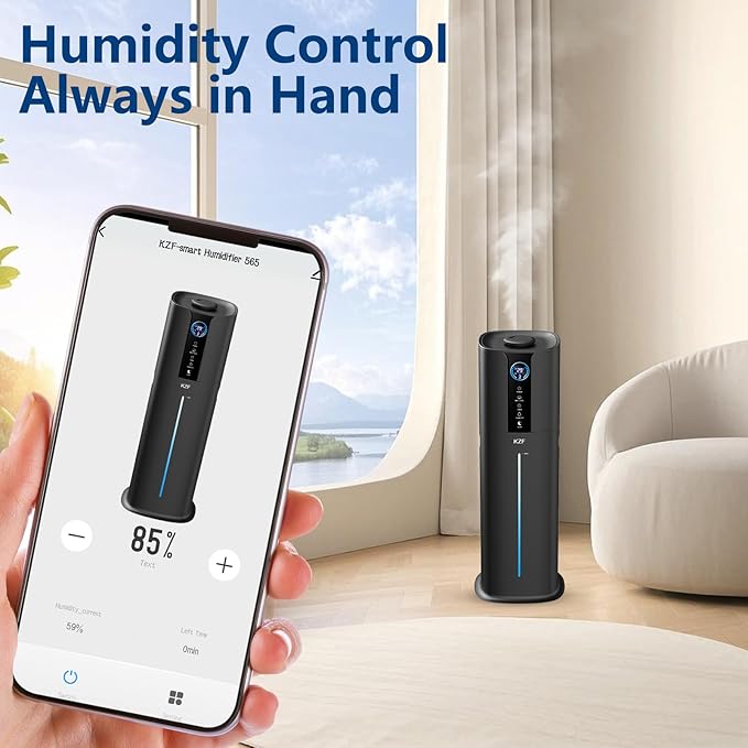9L Smart Humidifiers for Bedroom Large Room, 2.3Gal Cool Mist Top Fill Diffuser App & Remote Control, 3 Mist Modes, Quiet Humidifier for Home Office Plant (Black) - Image 4
