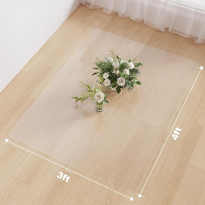 3'×4' Frosted Clear Waterproof Area Mat for Hard Floor, No Scratches Plastic Floor Mat for Litter Boxes, Spill-Resistant Easy Cleaning Floor Protector for Under Refrigerator, Plant Pots - Image 2