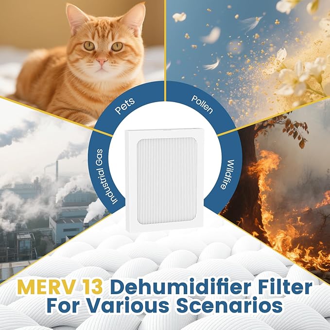 9 x 11 x 1 MERV 13 Replacement Dehumidifier Filter Compatible with Santa Fe Compact70, Ultra70, Element, Compact2, UA 65H, High Efficiency for Dust, Pollen, Pet, Smoke, Wildfire, VOCs, 4 Pack (White) - Image 8