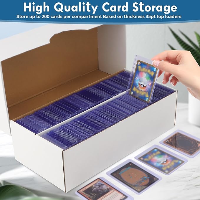 Trading Card Storage Box, 1600 Count Card Storage Boxes, Bulk Cards Storage Box Sports Cards Cases Graded Cardboard Boxes for Basketball Sports Collector (8 Set) - Image 3