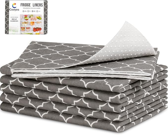 Cooyes Drawer Liner for Shelf and Refrigerator, 2 in 1 Fridge Drawer Liners & Fresh mats for Glass Shelves Bins, BPAfree Absorbent Cloth Material - Keep Produce Fresh Longer by Cooyes