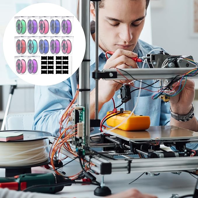 12 Pcs Large Filament Storage Box with Lids 3D Printer Dryer Clear Box Portable Storage with Label for 3D Printing Filaments Sealing and Protection 9.76 * 9.64 * 4.5inch - Image 5
