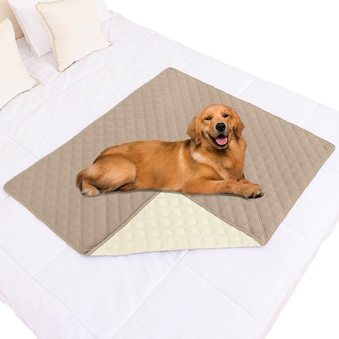 Smiry Waterproof Dog Bed Cover Pet Blanket, Soft Washable Dog Blanket for Furniture Bed Couch Sofa Reversible, Checkered (40"x50", Taupe/Beige) by Smiry