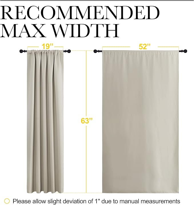 NICETOWN Blackout Curtains for Living Curtains, Room Darkening Window Curtain Panels, Easy-Care Solid Thermal Insulated Draperies/Drapes for Daughter Room (Natural, 2 Panels, 52 by 63) - Image 7