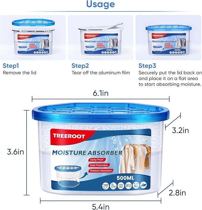16 Pack Moisture Absorbers, 10.6 OZ Humidity Absorber Bucket, Moisture Absorbers for Closet, Dehumidifier Bucket for Wardrobes, Kitchens and Bathrooms, Fragrance Free Humidity Absorber - Image 9