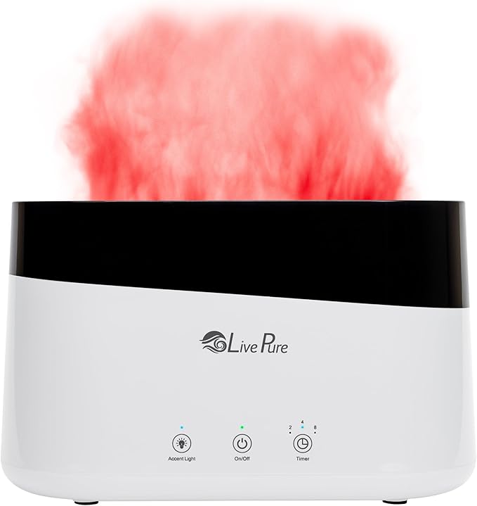 LivePure LP300HUM Aqua Flame Cool Mist Humidifier – Small Ultrasonic Plant Humidifier Indoor with Essential Oil Diffuser – Dorm Essentials, Apartment, Desks & Home Office White - 0.20 Gal/ .75L - Image 7