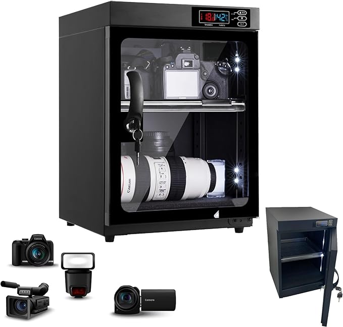 Modern 30L Camera Storage Box, Electronic Dry Cabinet, Digital Control Dehumidify, 2-Tier Camera Storage, Temperature Humidity LED Display by Unknown