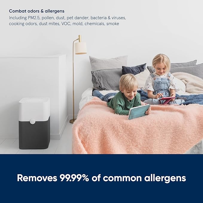 BLUEAIR Air Purifier Large Room, Air Cleaner for Dust Pet Dander Smoke Mold Pollen Bacteria Allergen, Odor Removal, for Home Bedroom Living Room, Washable Pre Filter, HEPASilent, Blue 211+ (Non-Auto) - Image 5