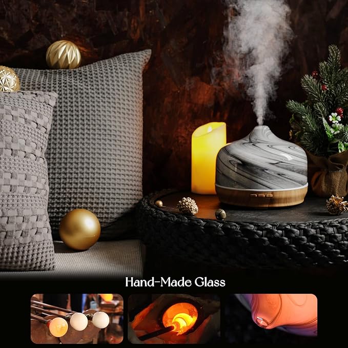 Porseme 500ml Glass Essential Oil Diffuser Aromatherapy Ultrasonic Cool Mist Humidifier 15-21 Running Hours Waterless Auto-Off Air Diffusers for Sleeping,Yoga,Office Working,Spa and Rest (Ink) - Image 5
