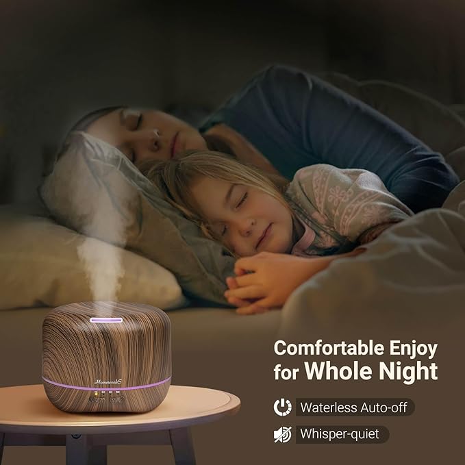 Aromatherapy Essential Oil Diffuser for Room: Air Humidifier Aroma Scent Cool Mist Diffuser Colorful Lights Wood Cute Small Large Waterless Auto Off Ultrasonic Diffusers for Home Bedroom (300ml) - Image 4