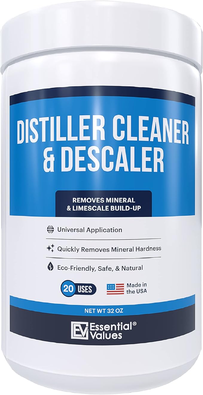 Essential Values Distiller Cleaner Descaler - 2 LBS Water Distiller Cleaner - Citric Acid for Cleaning Powder for Distilling Machines, Kettles - Remove Limescale & Mineral Buildup by EssentialValues