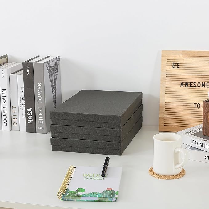 Soul & Lane Document Storage Boxes - Set of 3 (13.2" x 9.8" x 1.8"), Versatile Photo & Craft Organizer for Home & Office, Stackable Cardboard Storage for Letters, Files & Memorabilia, Slate Gray - Image 2