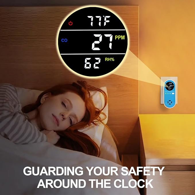 Plug-in Carbon Monoxide Detector with Real-Time CO Display & Temperature/Humidity Monitor, Plug-in CO Alarm for Home, RV, Apartment, Indoor Air Safety 3-Pack - Image 5