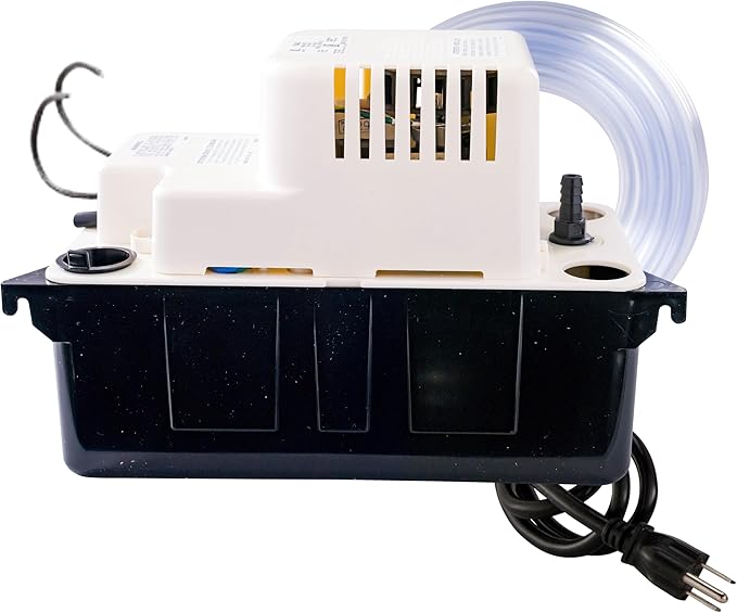 Little Giant VCMA-15ULST 115 Volt, 65 GPH, 1/50 HP Automatic Condensate Removal Pump for HVAC/Refrigeration Systems/Dehumidifiers with Overflow Detection Switch and 20-Foot Tubing, Black/White, 554415 by LittleGiant