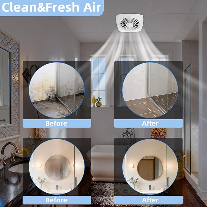8 Inch Bathroom Exhaust Fan Ceiling Mount 200 CFM 8.5 Sones Kitchen Exhausts Fans,505 Exhaust Fan for Broan-NuTone,Vertical Discharge Ceiling Ventilation Fan for Bathroom Kitchen Laundry Room Garage - Image 6